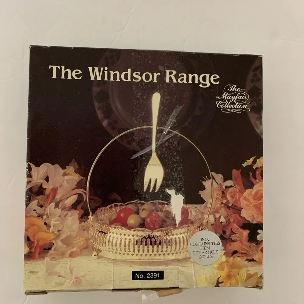 Silver Plated The Windsor Range Glass Bowl And Fork Set Mayfair London